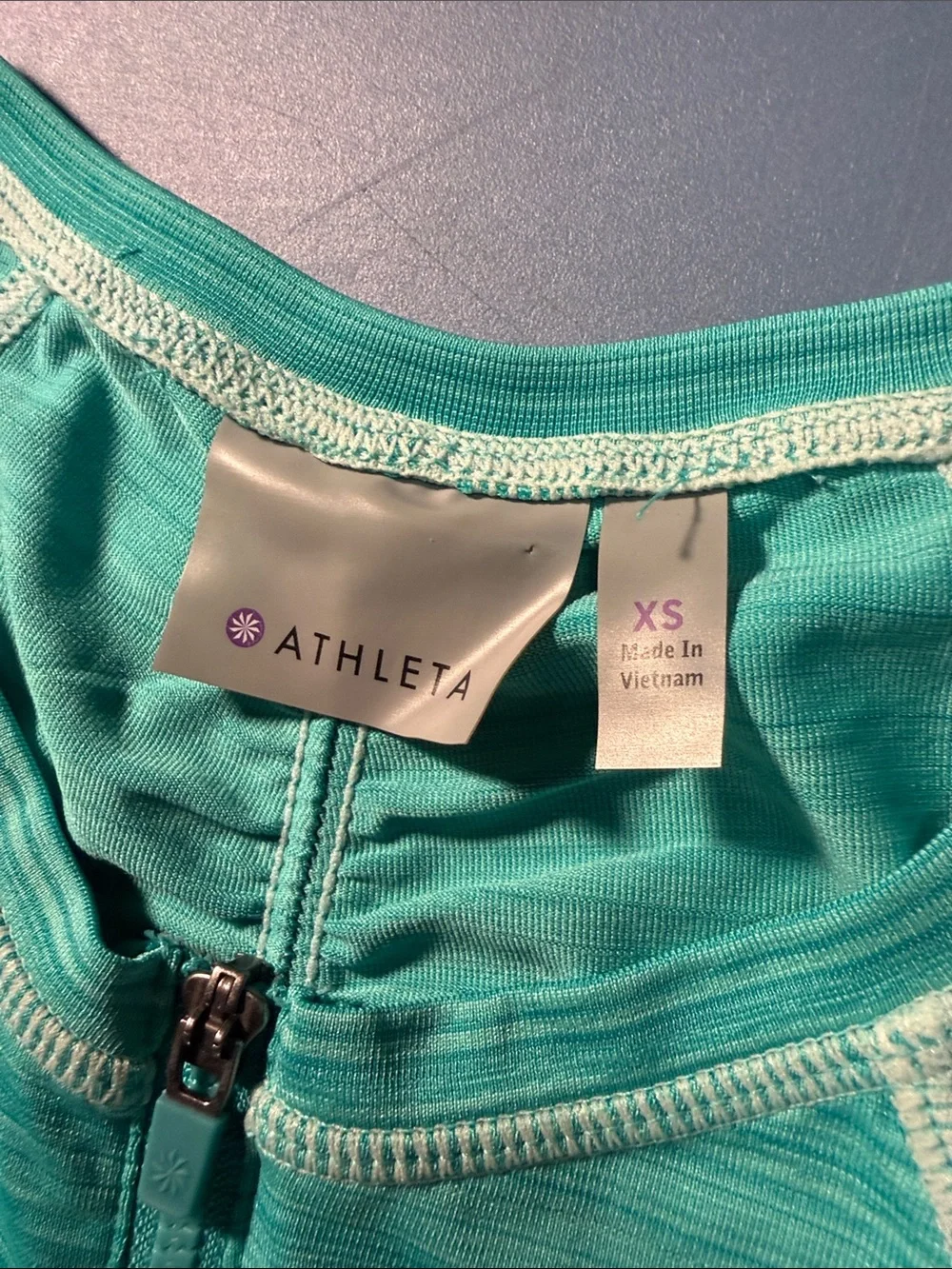 Athleta Teal Green Short-Sleeve Zip Swim Coverup